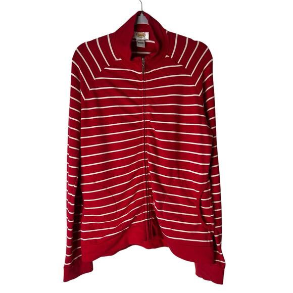 Talbots Women's Activewear Jacket in Red and White Stripes Full Zipper Size M - Picture 2 of 7